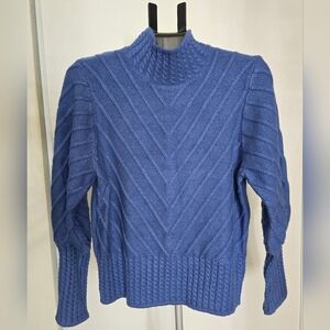 Catherine Malandrino Textured Blue Turtleneck Sweater